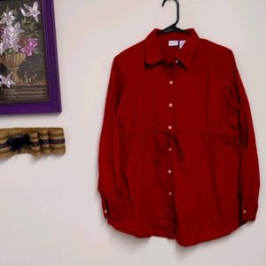 🌞 deals! Maternity top red sz Medium M button up work dressy shirt